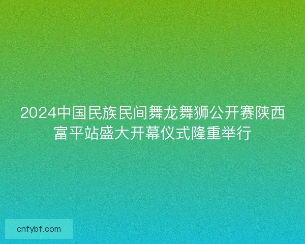 2024中国民族民间舞龙舞狮公开赛陕西富平站盛大开幕仪式隆重举行
